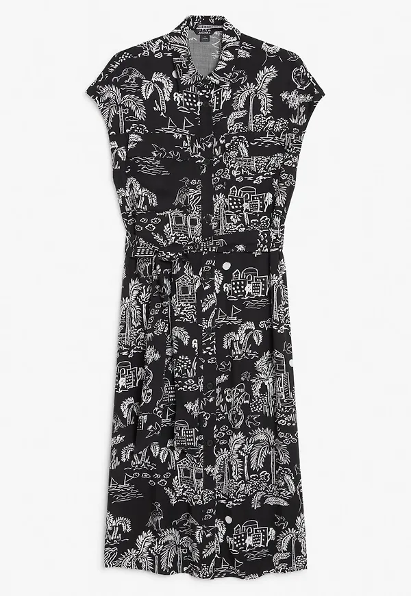 Sleeveless shirt dress - Black