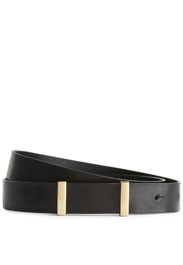 Slender Leather Belt - Black