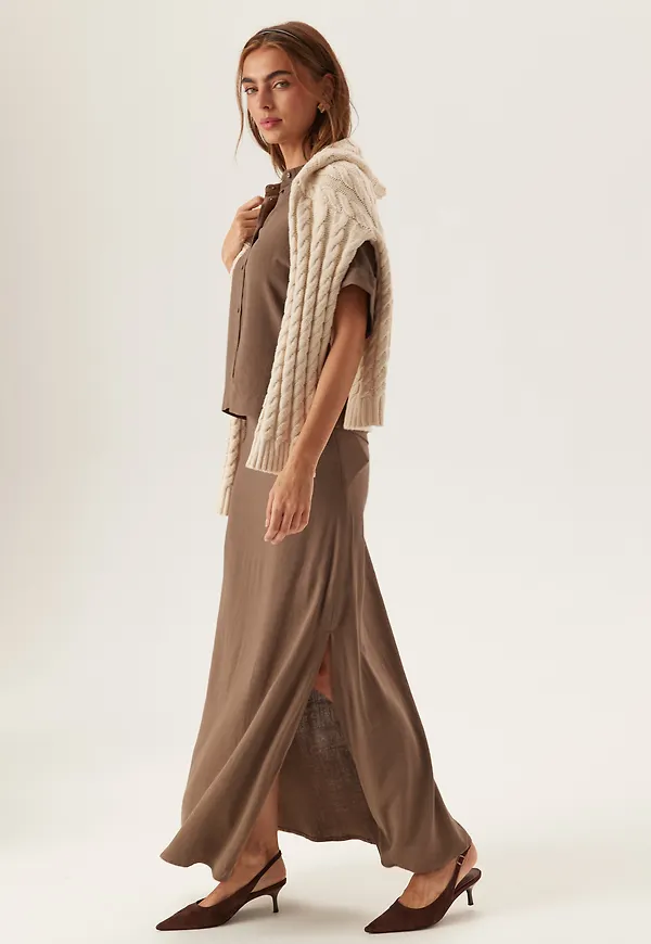 Slfviva Hw Ankle Linen Blend Skirt