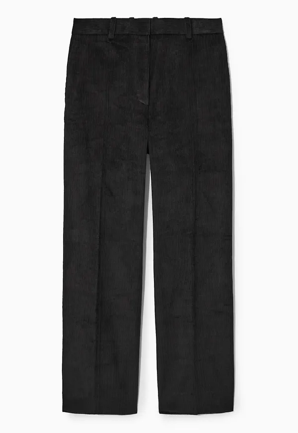 SLIM-FIT HIGH-WAISTED CORDUROY TROUSERS