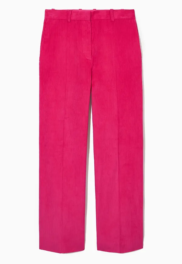 SLIM-FIT HIGH-WAISTED CORDUROY TROUSERS