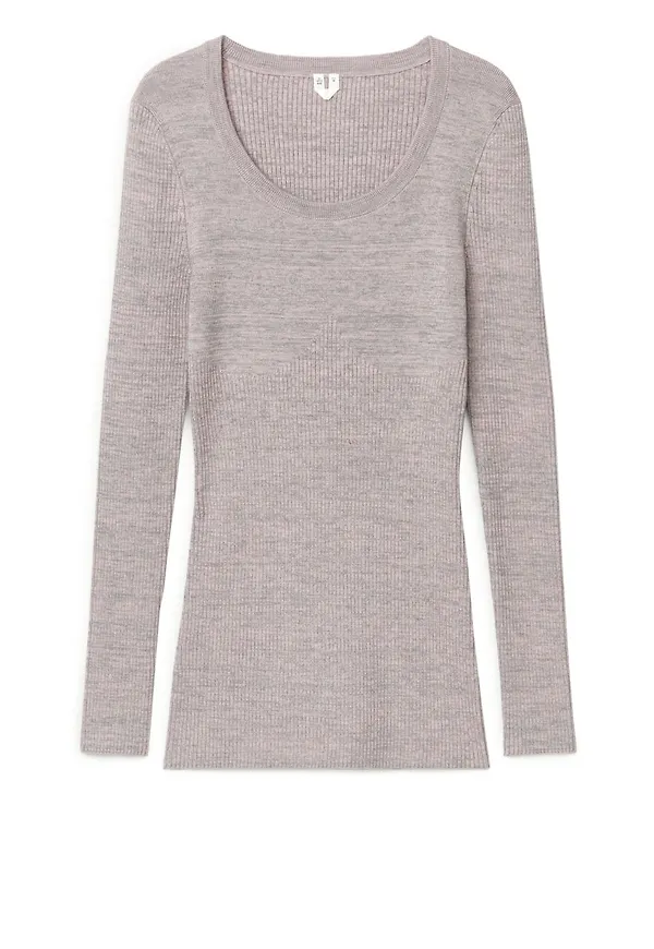 Slim-Fit Knitted Mouline Top - Pink
