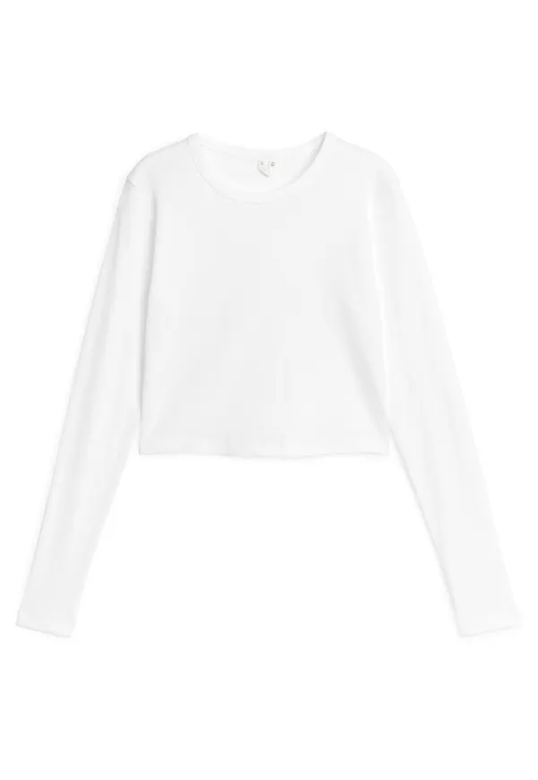 Slim-Fit Ribbed Top - White