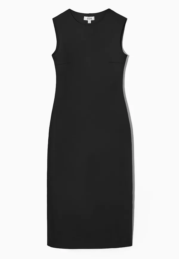 SLIM-FIT SCUBA MIDI DRESS