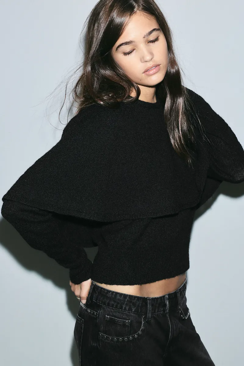 Slim Cape-Detail Sweater