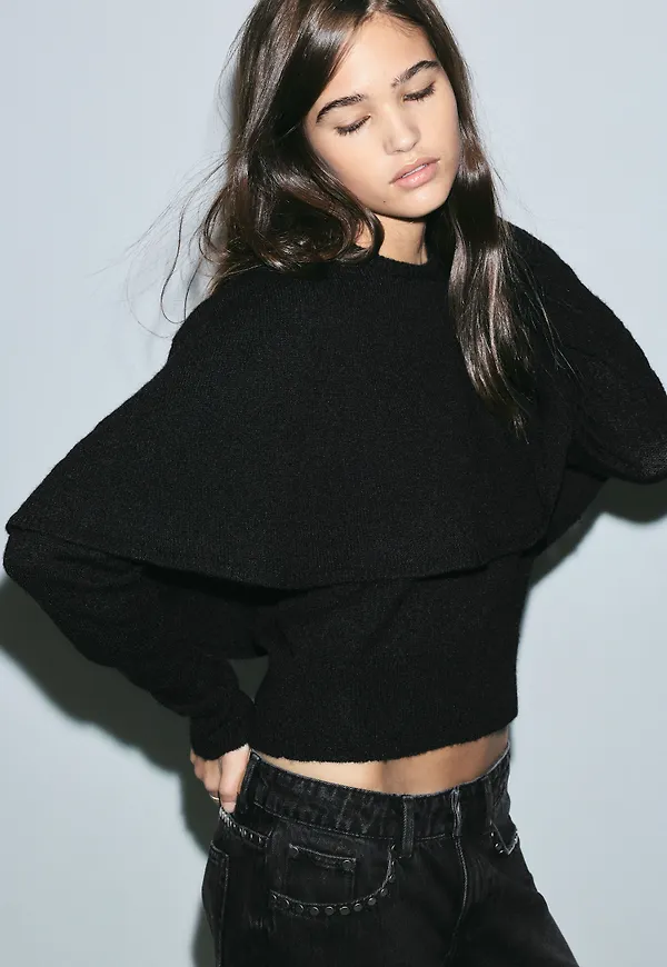 Slim Cape-Detail Sweater