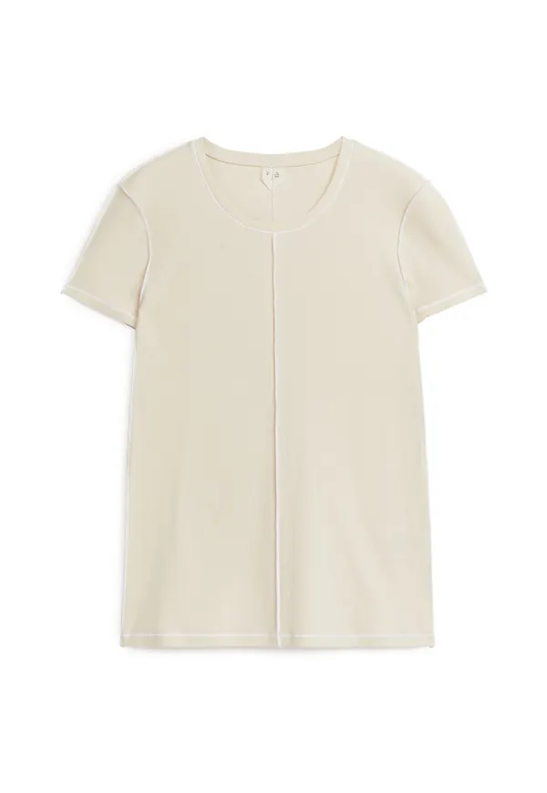 Slim Fit Cotton T-Shirt - Beige
