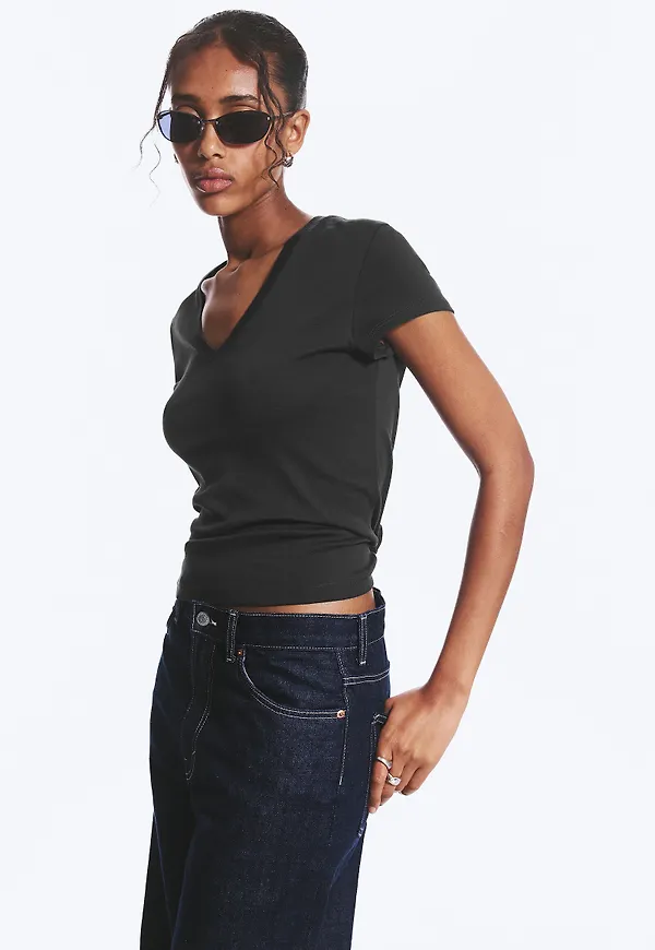 Slim Fit Deep V-Neck T-Shirt