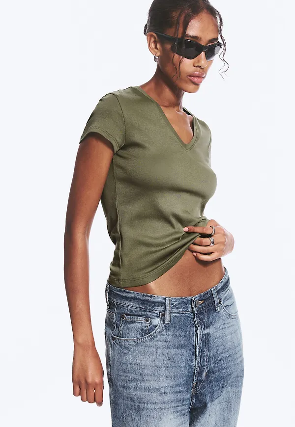 Slim Fit Deep V-Neck T-Shirt