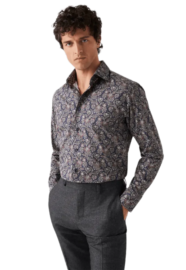 Slim Fit Paisleymönstrad Signature Twill-skjorta