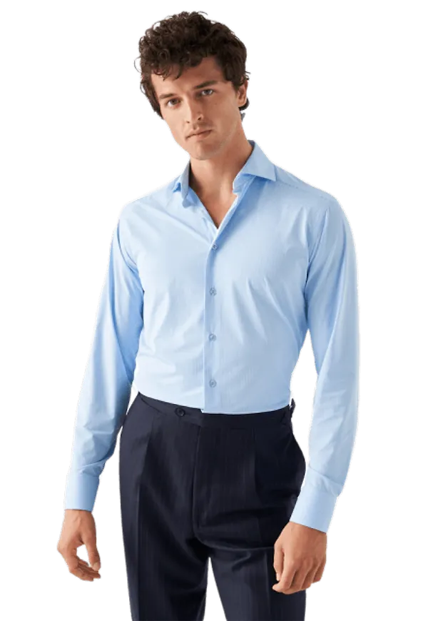 Slim Fit Randig Skjorta I Fyrvägsstretch