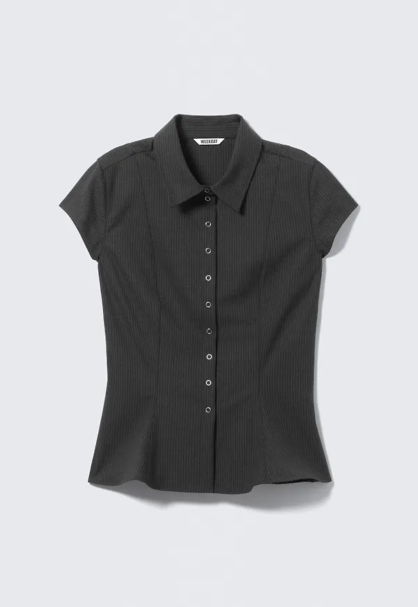Slim Fit Short-Sleeved Crepe Shirt