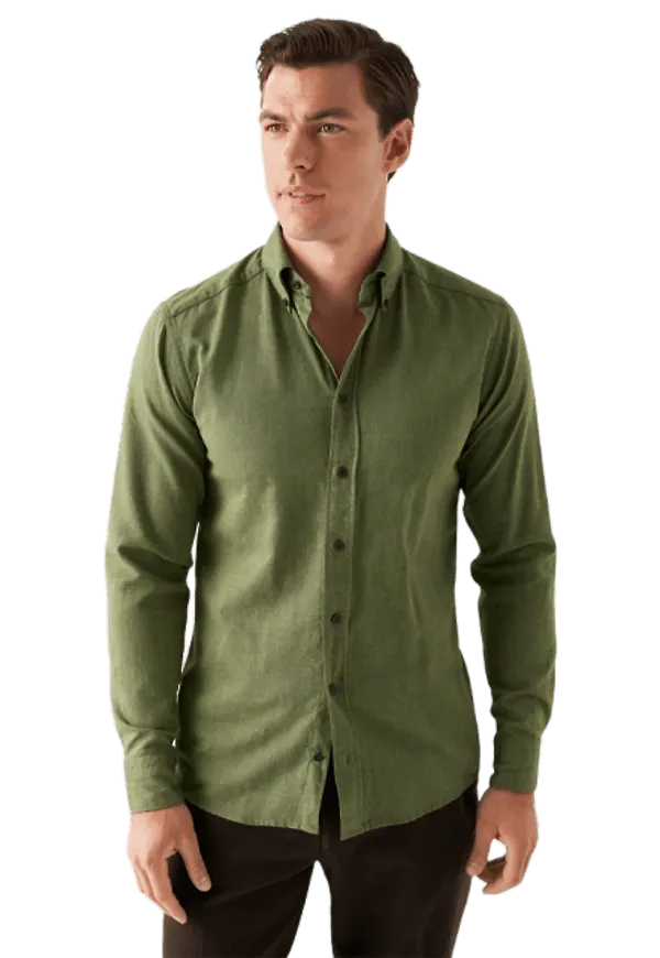 Slim Fit Twill-skjorta I Flanell