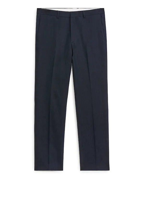 Slim Hemp-Cotton Trousers - Blue