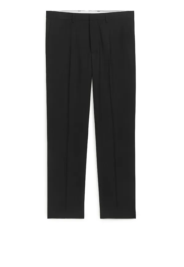 Slim Hopsack-Wool Trousers - Black