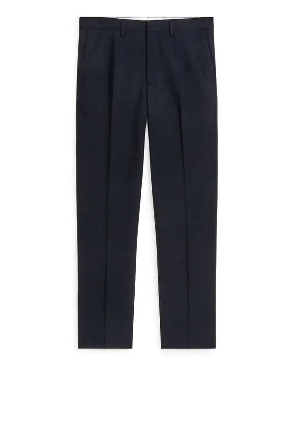 Slim Hopsack-Wool Trousers - Blue