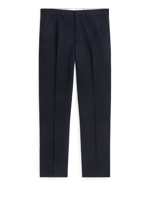 Slim Hopsack-Wool Trousers - Blue