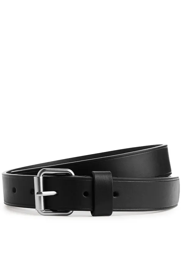 Slim Leather Belt - Black
