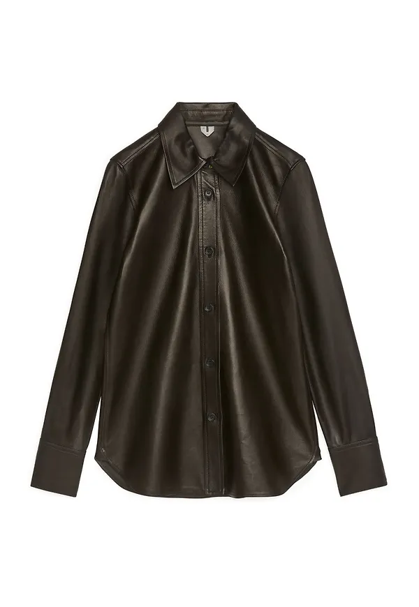 Slim Leather Shirt - Black