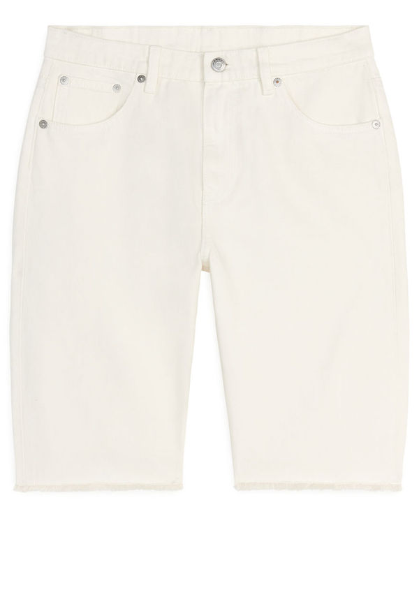 SLIM Overdyed Denim Shorts - White