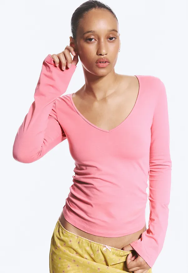 Slim V‑Neck Jersey Top