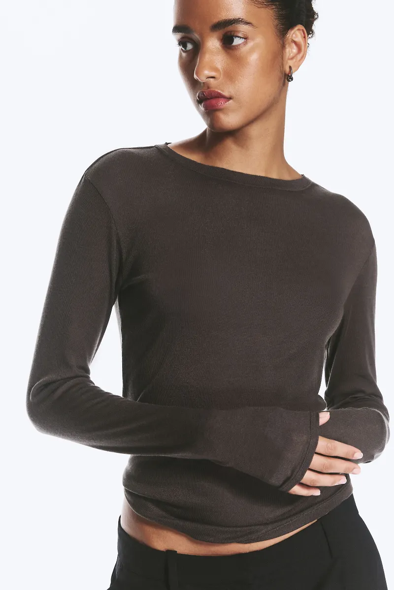 Slim Wool-Blend Long-Sleeved Top