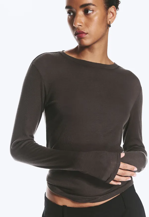 Slim Wool-Blend Long-Sleeved Top
