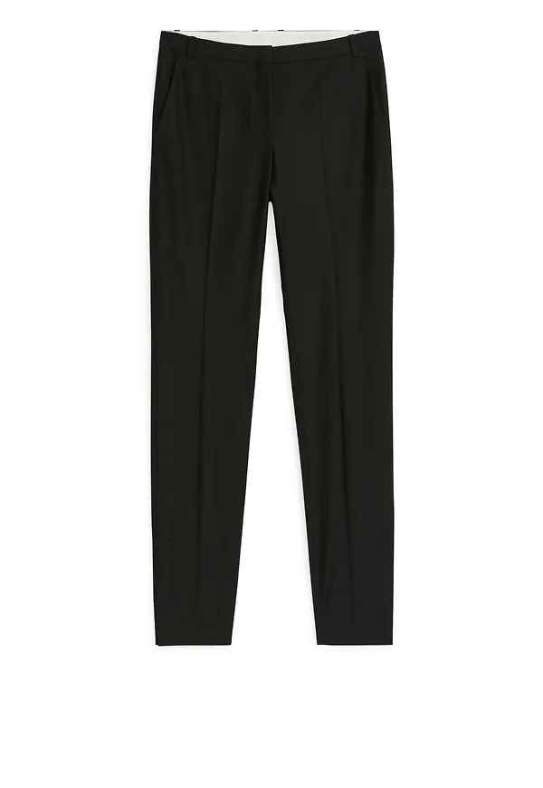 Slim Wool Trousers - Black