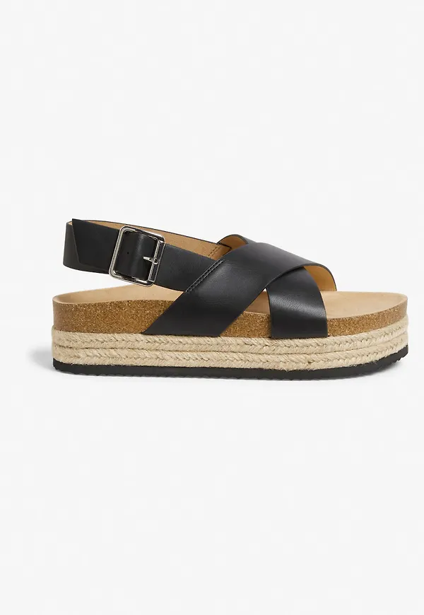 Slingback platform sandals - Black