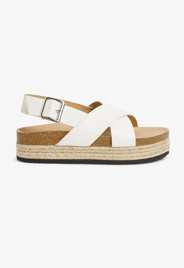 Slingback platform sandals - White