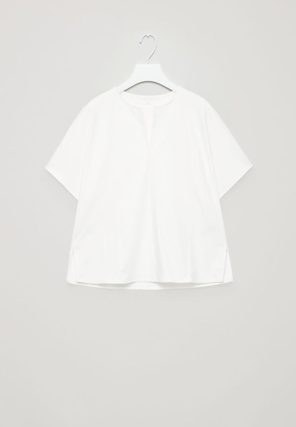 SLIT-NECK JERSEY TOP