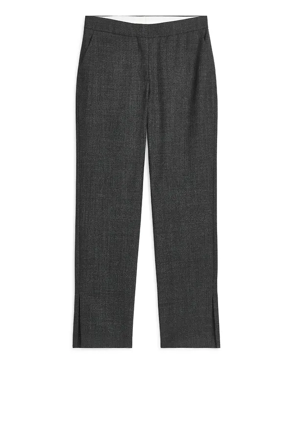 Slit-Hem Tailored Trousers - Black