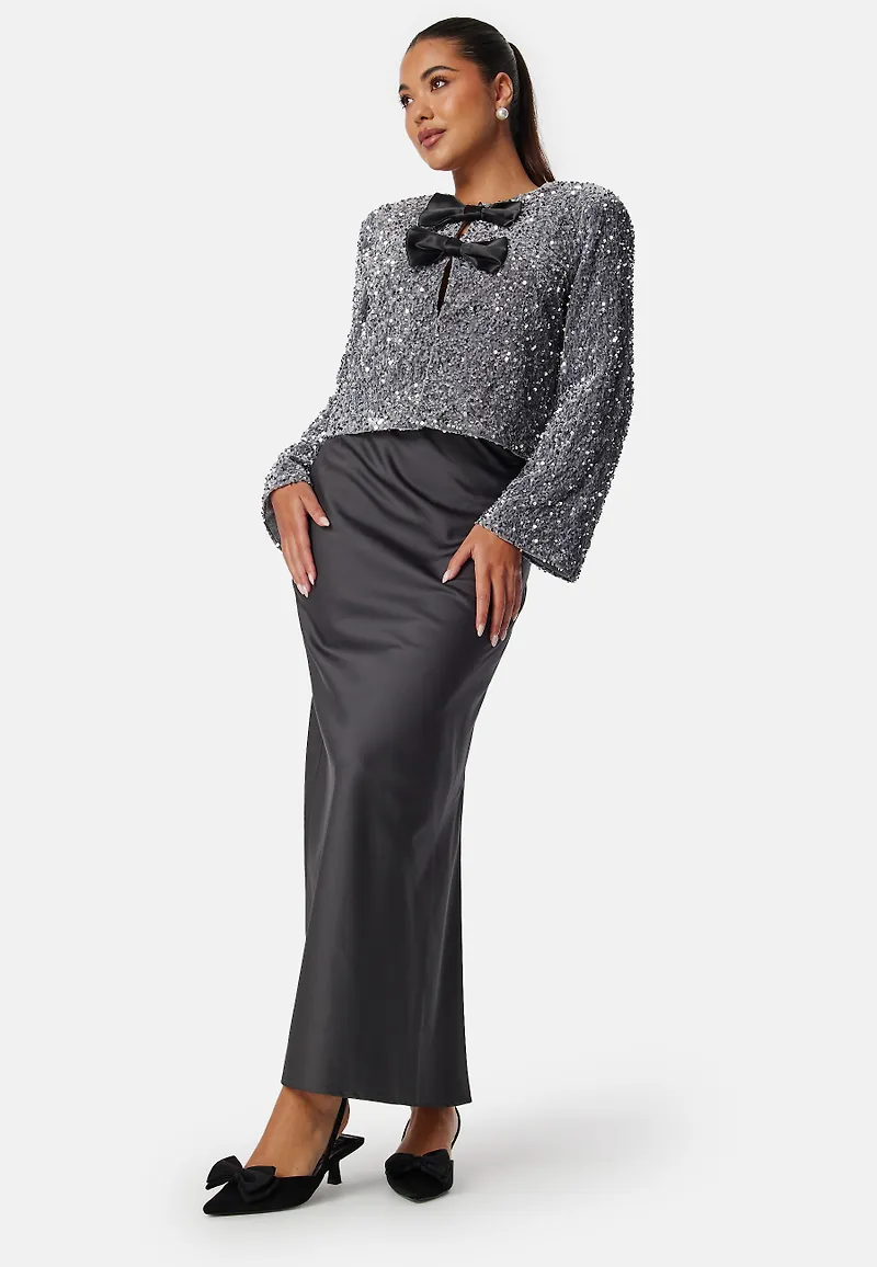 Slit Satin Maxi Skirt