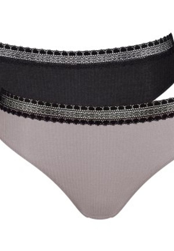 Sloggi Trosor 2P GO Ribbed Tai Svart/Grå ekologisk bomull X-Small Dam