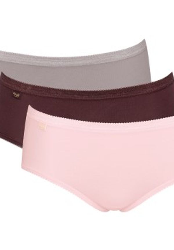 Sloggi Trosor 3P Basic Plus Midi Colored Röd/Rosa bomull 36 Dam