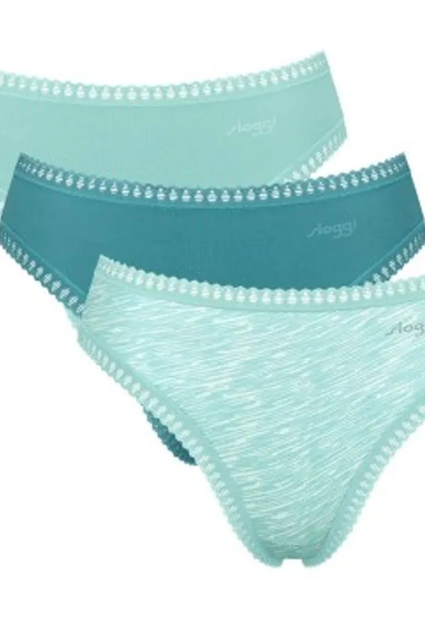 Sloggi Trosor 3P GO Crush High Leg Briefs Blå/Turkos bomull Small Dam