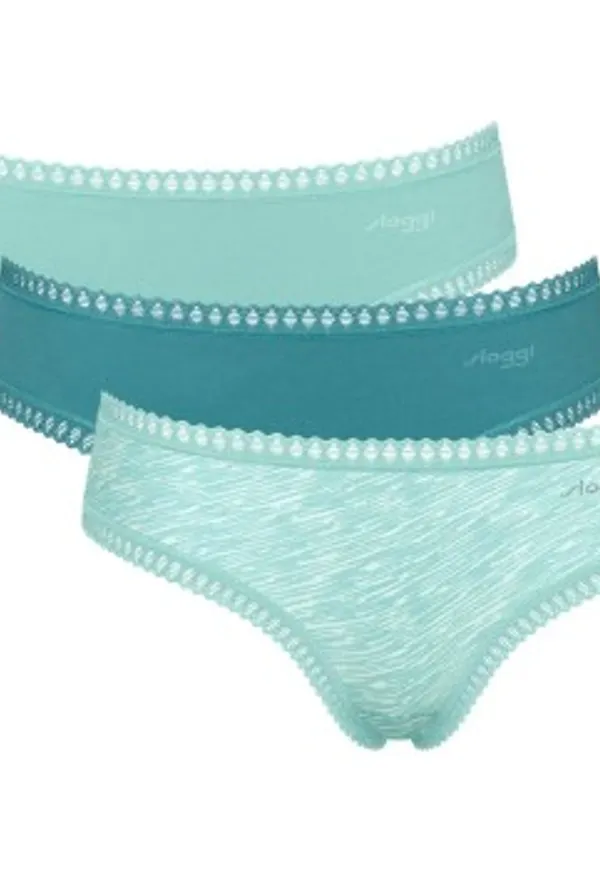 Sloggi Trosor 3P GO Crush Hipster Briefs Blå/Turkos bomull Medium Dam