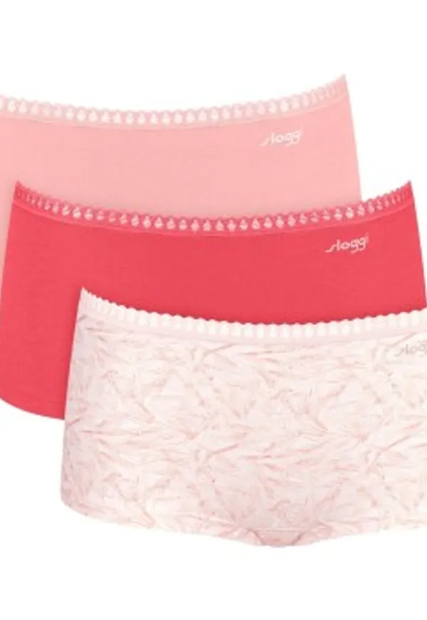 Sloggi Trosor 3P GO Crush Hipster Shorts Röd/Rosa bomull X-Small Dam