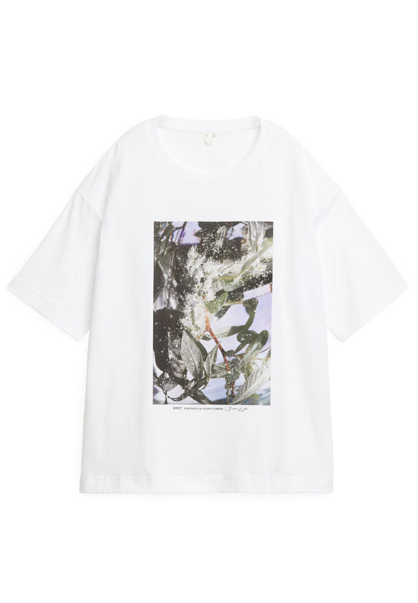 Slow Flowers Print T-Shirt - White