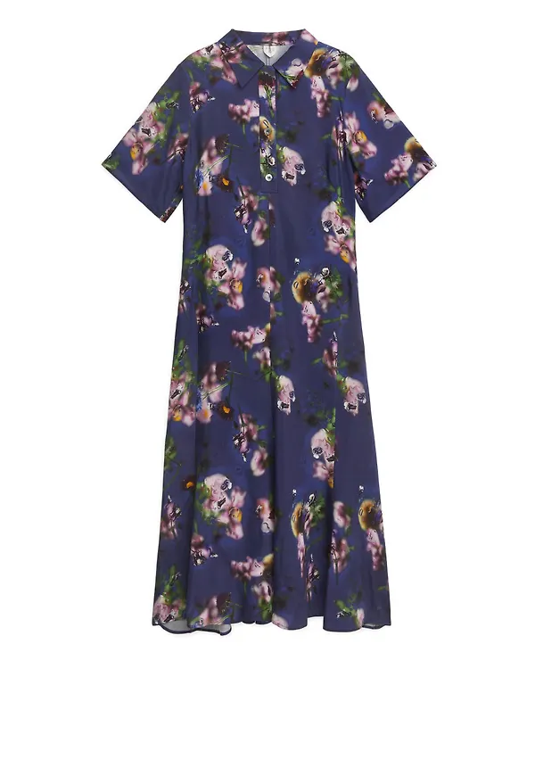 Slow Flowers Printed Dress - Blue