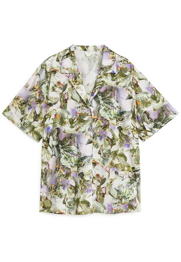Slow Flowers Printed Resort Shirt - Blue