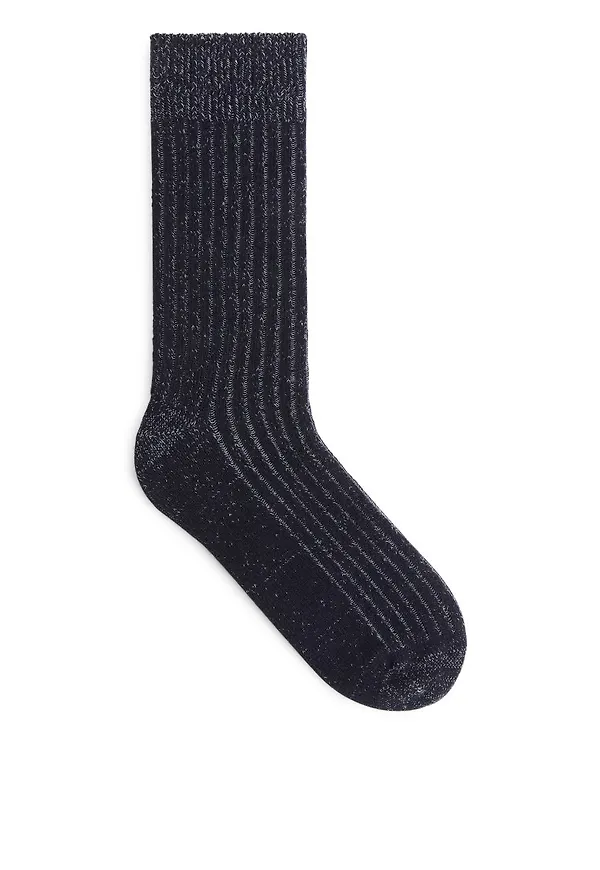 Slub-Knit Cotton Socks - Blue