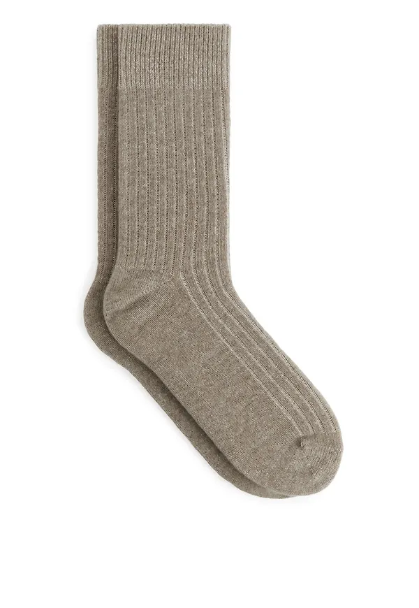 Slub-Knit Cotton Socks - Beige