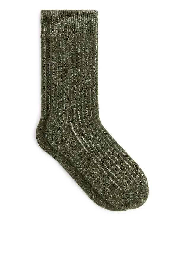 Slub-Knit Cotton Socks - Green