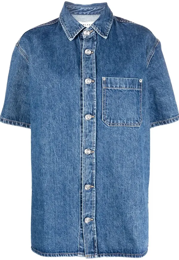 SLVRLAKE kortärmad jeansskjorta - Blå