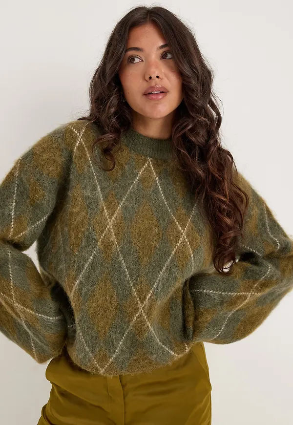 Slwlulu Brushed Argyle Knit O-neck