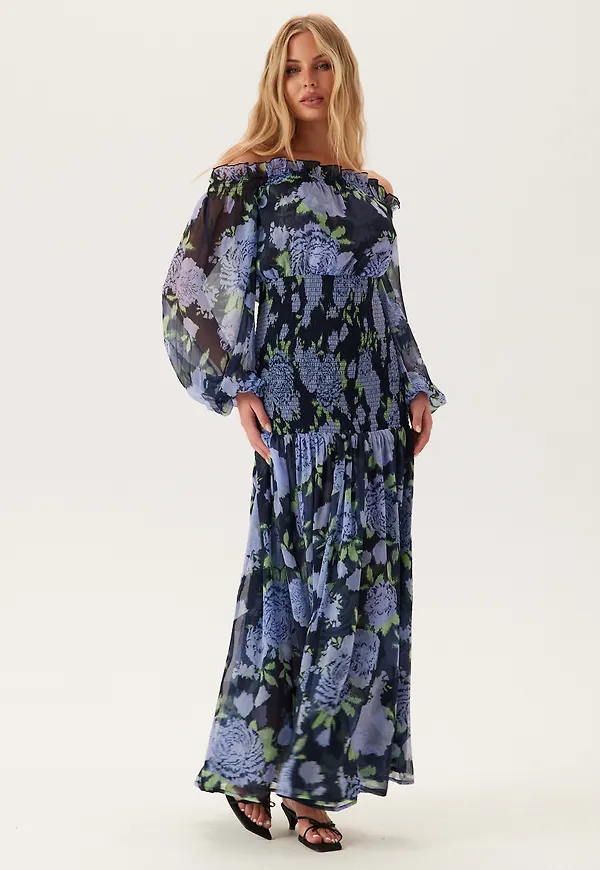 Smock Off Shoulder Maxi Dress