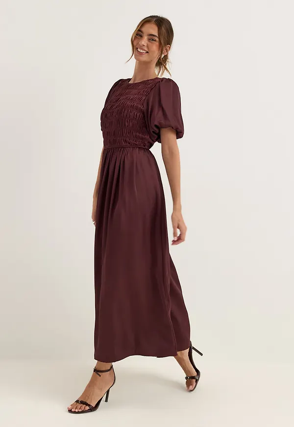Smock Satin Maxi Dress