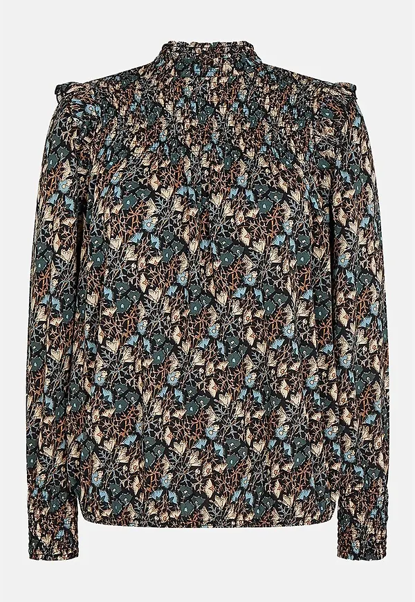 Smockad blus med resår i nederkanten Felicity