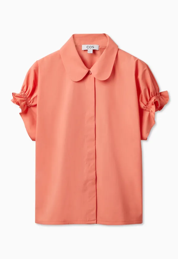 SMOCKED SHORT-SLEEVE SHIRT